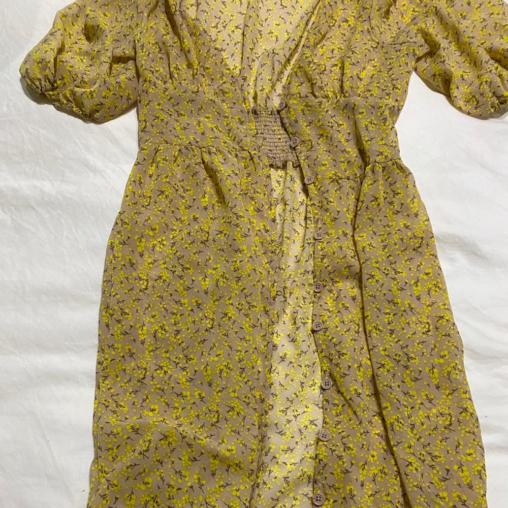 Long floral yellow dress